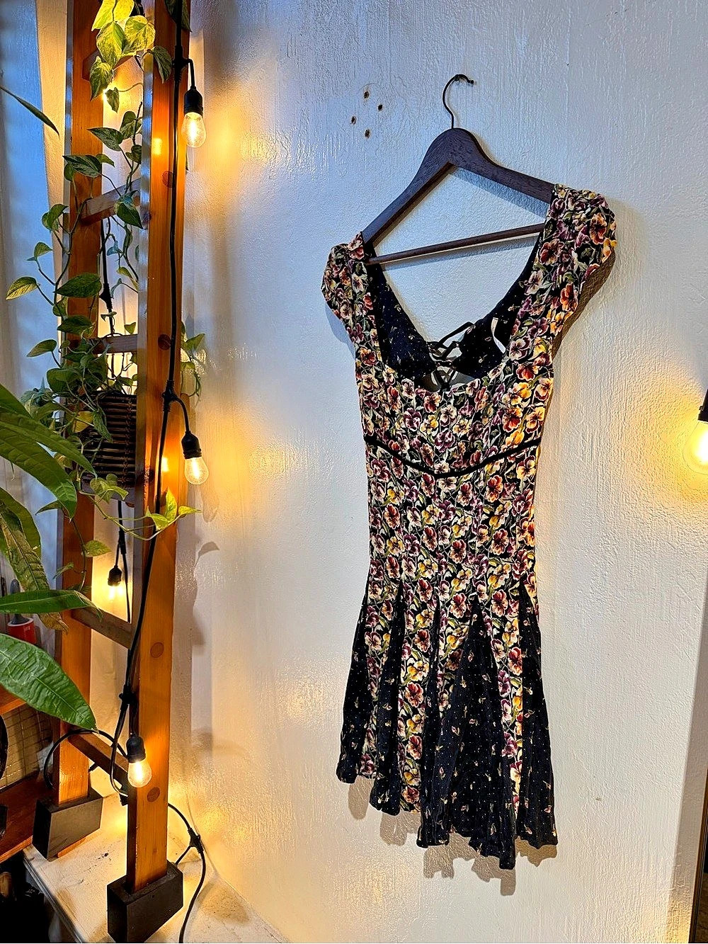 Free People Ponderosa Mini Dress Black & Multicolor Floral